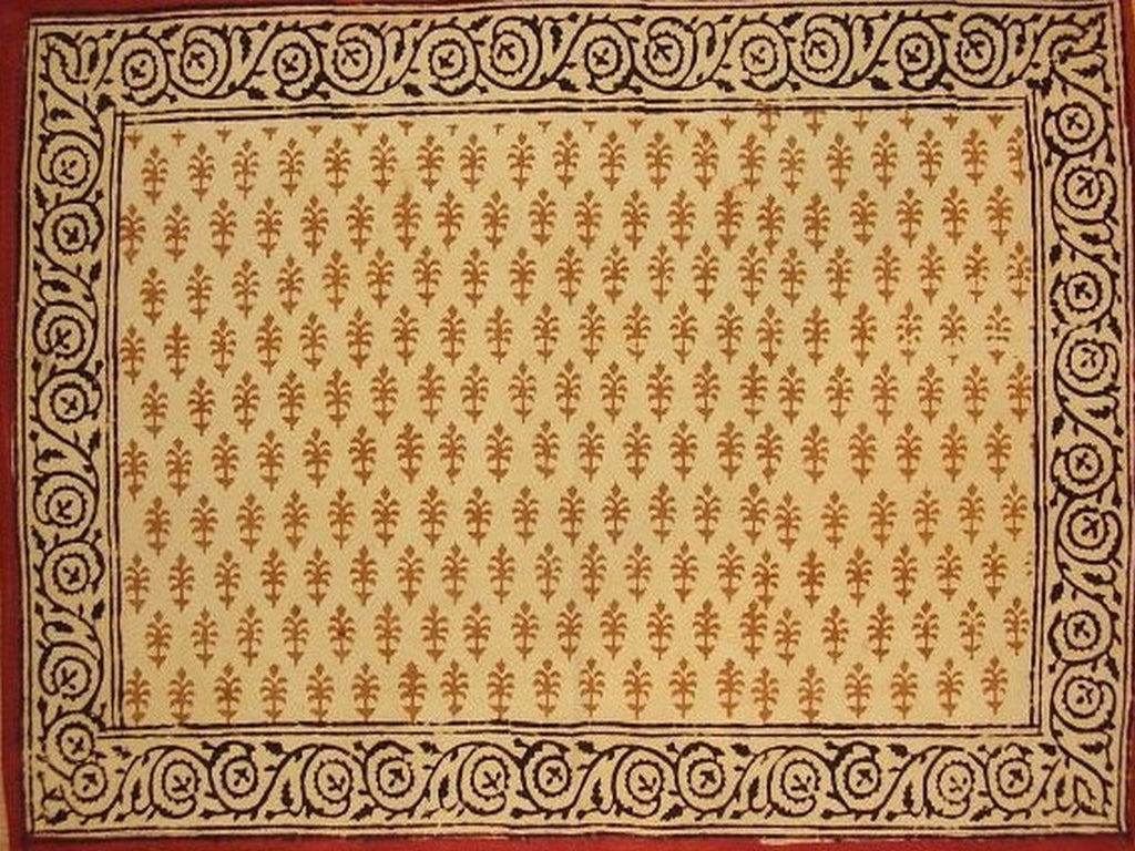 Bagru Block Print Cotton Table Placemat 19" x 13" Barley
