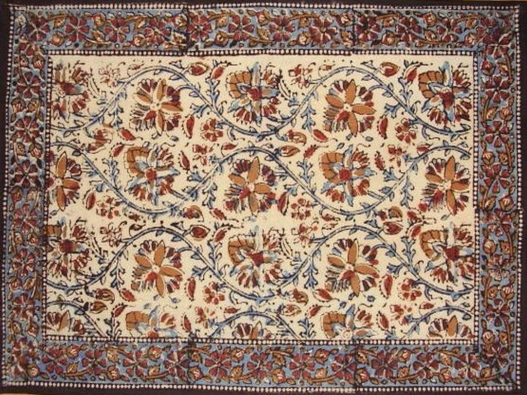 Kalamkari Block Print Cotton Table Placemat 19" x 13" Multi Color
