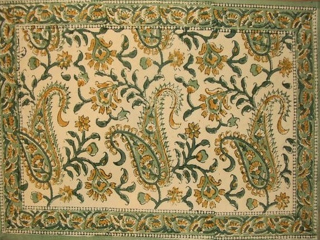Tovaglietta da tavolo in cotone Rajasthan Paisley 19 "x 13" Verde