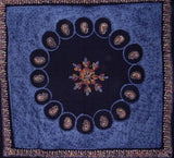 Batik-Wandteppich-Tagesdecke aus Baumwolle, 274,3 x 274,3 cm, Queen-King-Blau