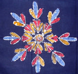 Colcha de algodón tapiz Batik 108" x 108" Queen-King azul