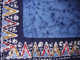Batik Tapestry Cotton Bedspread 108" x 108" Queen-King Blue