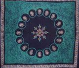 Batik Tapestry Cotton Bedspread 108" x 108" Queen-King Green