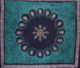 Cuvertură de pat din bumbac cu tapiserie Batik 108" x 108" Queen-King Green
