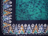 Batik Tapestry Cotton Bedspread 108" x 108" Queen-King Green