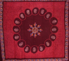 Batik Tapestry Cotton Bedspread 108" x 108" Queen-King Red