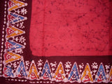 Batik Tapestry Cotton Bedspread 108" x 108" Queen-King Red
