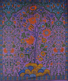 Baumwoll-Tagesdecke mit Baum des Lebens, Tapisserie, 274,3 x 223,5 cm, Full-Queen, Lila