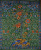 Tree of Life Tapestry Bomuld Sengetæppe 108" x 88" Full-Queen Green
