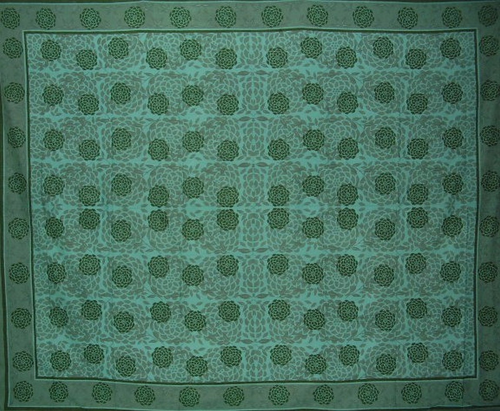 Copriletto in cotone con arazzo floreale in fiore 108 "x 88" Full-Queen Green