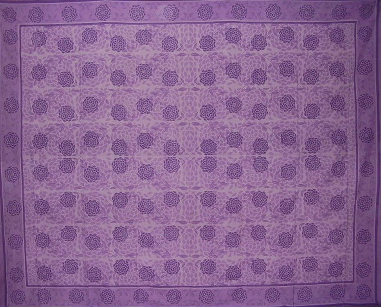 Blooming Floral Tapestry Cotton Bedspread 108" x 88" Full-Queen Purple