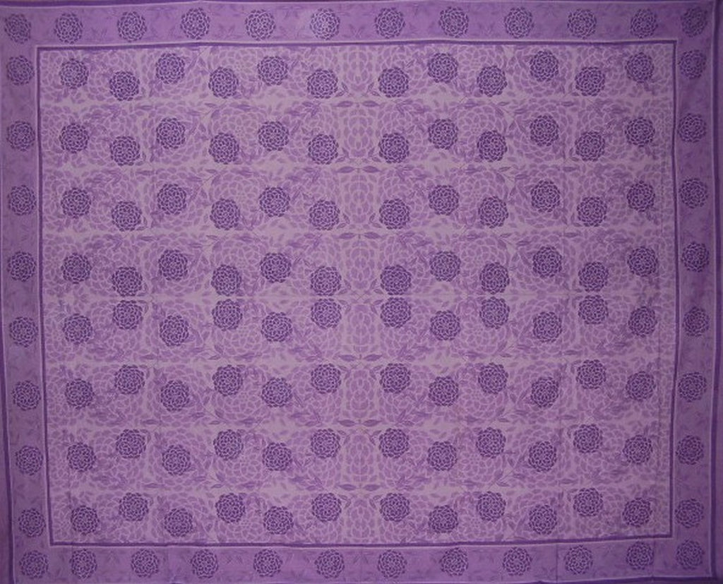 Kvetoucí květinový gobelín Bavlněný přehoz na postel 108" x 88" Full-Queen Purple