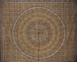 Kalamkari Blockdruck Tapisserie-Tagesdecke aus Baumwolle, 274,3 x 274,3 cm, Queen-King
