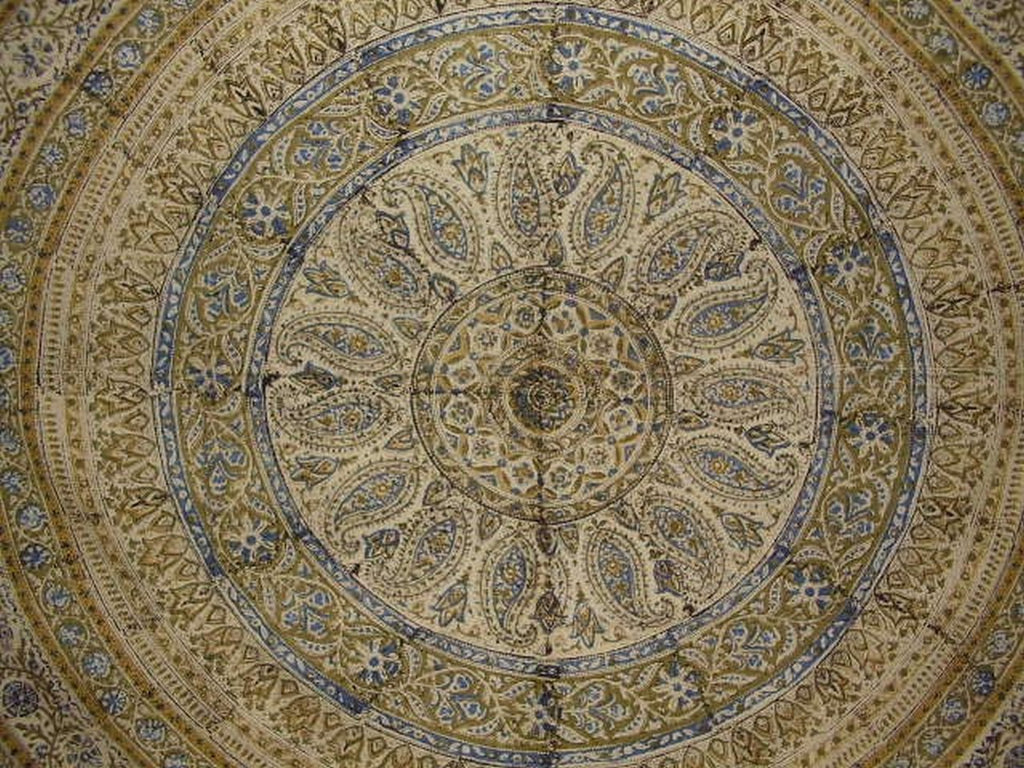 Kalamkari Block Print Tapestry Cotton Bedspread 108" x 108" Queen-King