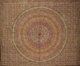 Kalamkari Block Print Tapestry Cotton Bedspread 108" x 108" Queen-King