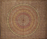 Kalamkari Tagesdecke aus Baumwolle mit Tapisserie-Blockdruck, 274,3 x 223,5 cm, Full-Queen