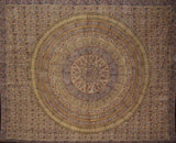 Kalamkari Tagesdecke aus Baumwolle mit Tapisserie-Blockdruck, 274,3 x 223,5 cm, Full-Queen