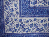 Rajasthan Block Print Tapestry Cotton Bedspread 106" x 70" Twin Blue