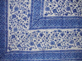 Rajasthan Block Print Tapestry Cotton Bedspread 108" x 88" Full-Queen Blue