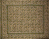 Rajasthan Block Print Paisley Tapestry Cotton Spread 104" x 70" Twin Green