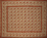 Rajasthan Block Print Paisley Tapestry Cotton Spread 104" x 70" Twin Orange