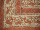 Rajasthan Block Print Paisley Tapestry Cotton Spread 104" x 70" Twin Orange