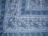 Rajasthan Block Print Paisley Tapestry Cotton Bedspread 108" x 88" Full-Queen