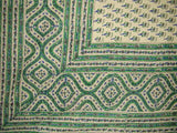 版画印度挂毯棉质床罩 108 英寸 x 88 英寸全大号绿色