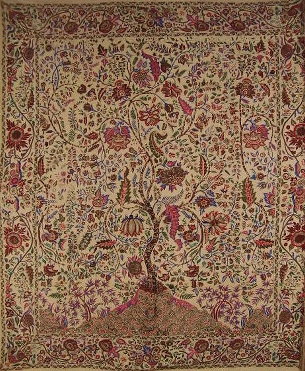 Levensboom tapijt katoenen sprei 300 x 200 cm volledig koningin beige