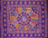 Batik Tapestry Cotton Bedspread 108" x 88" Full-Queen Purple