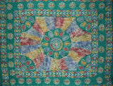 Batik Tapestry Cotton Spread 106" x 70" Twin Green