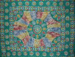 Batik Tapestry Cotton Spread 106" x 70" Twin Green