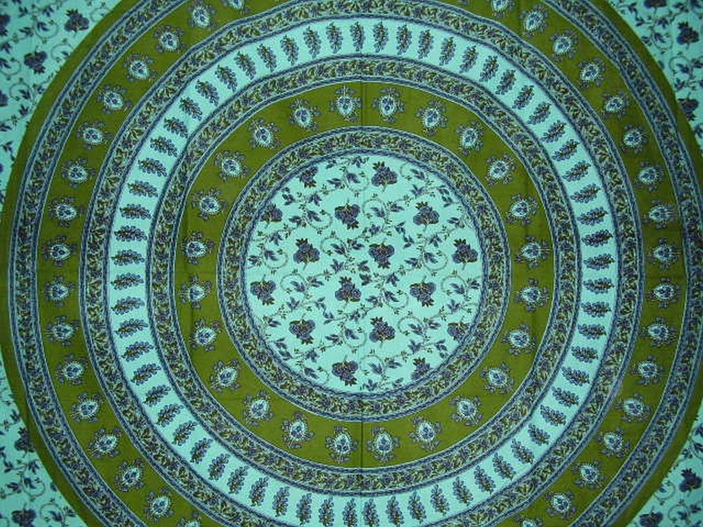 Kvetinová tapiséria z bavlny 106" x 72" dvojitá tyrkysová