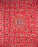 Celestial Tapestry Cotton Bedspread 108" x 88" Full-Queen Red