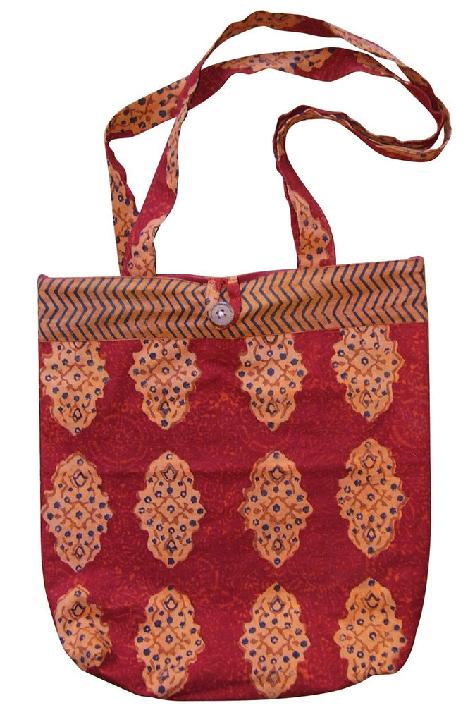 Block Printed Cotton Kensington College Tote Bag 15 x 15