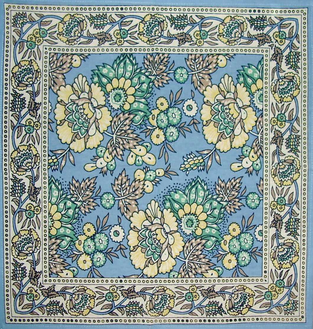 Șervețel din bumbac cu imprimeu floral 17" x 17" Baby Blue
