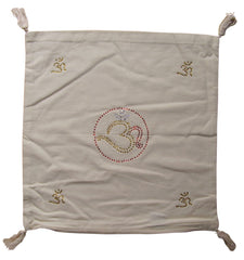 Jeweled Om Symbol Cushion Pillow Cover 16 x 16 Off White