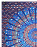 Napthol Mandala Print Indian Tapestry Cotton Bedspread 90" x 82" Full Blue