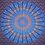 Napthol Mandala Print Indian Tapestry Cotton Bedspread 90" x 82" Full Blue