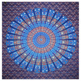 Napthol Mandala Print Indian Tapestry Cotton Bedspread 90" x 82" Full Blue