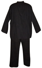 Quality Cotton Kurta Pant Suit Men & Women Black 2XL