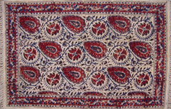 Handblokprint Veggie Dye Katoenen vloerkleed Mat Anthurium 2' x 3'