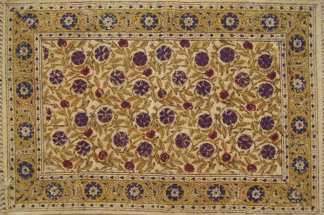 הדפס בלוק ידני שטיח כותנה צבע וצמחי מחצלת דיאנטוס חיטה 2' x 3'