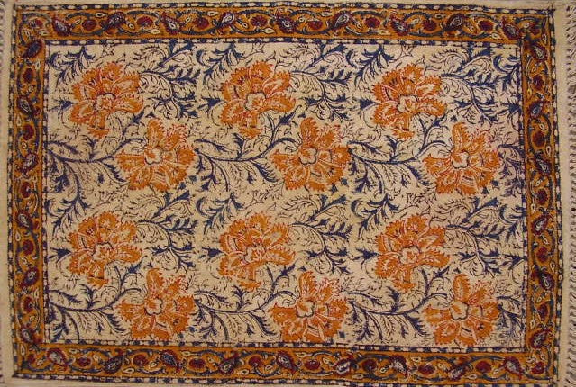 手工版畫植物染料棉地毯墊 Pradesh 2' x 3'
