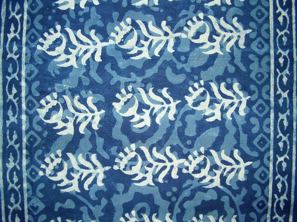 Indigo Blue Dabu Hand Block Print Cotton Table Runner 72" x 15"