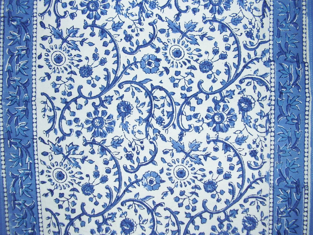 Rajasthan Floral Hand Block Print Cotton Table Runner 72" x 15"