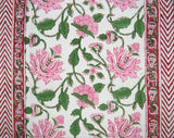 Runner da tavolo in cotone con stampa Pretty in Pink a mano, 182 x 38 cm