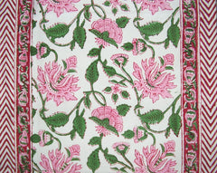 Pretty in Pink Hand Block Print Cotton Table Runner 72" x 15"