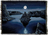 Moon Spirit - Kurt C Burmann - Woven Tapestry Throw Blanket with Fringe Cotton USA 72x54