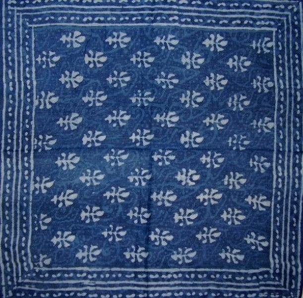 Indigókék Dabu Wax Batik Sál Világos Pamut 20x20